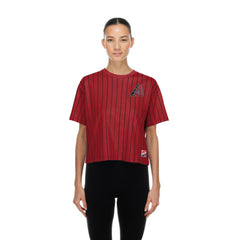 Arizona Diamondbacks New Era Women's Throwback Meshback Pinstripe Boxy T-Shirt discount