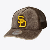 San Diego Padres Mitchell & Ness Unisex Cooperstown Gameday Adjustable Trucker Hat Lifestyle