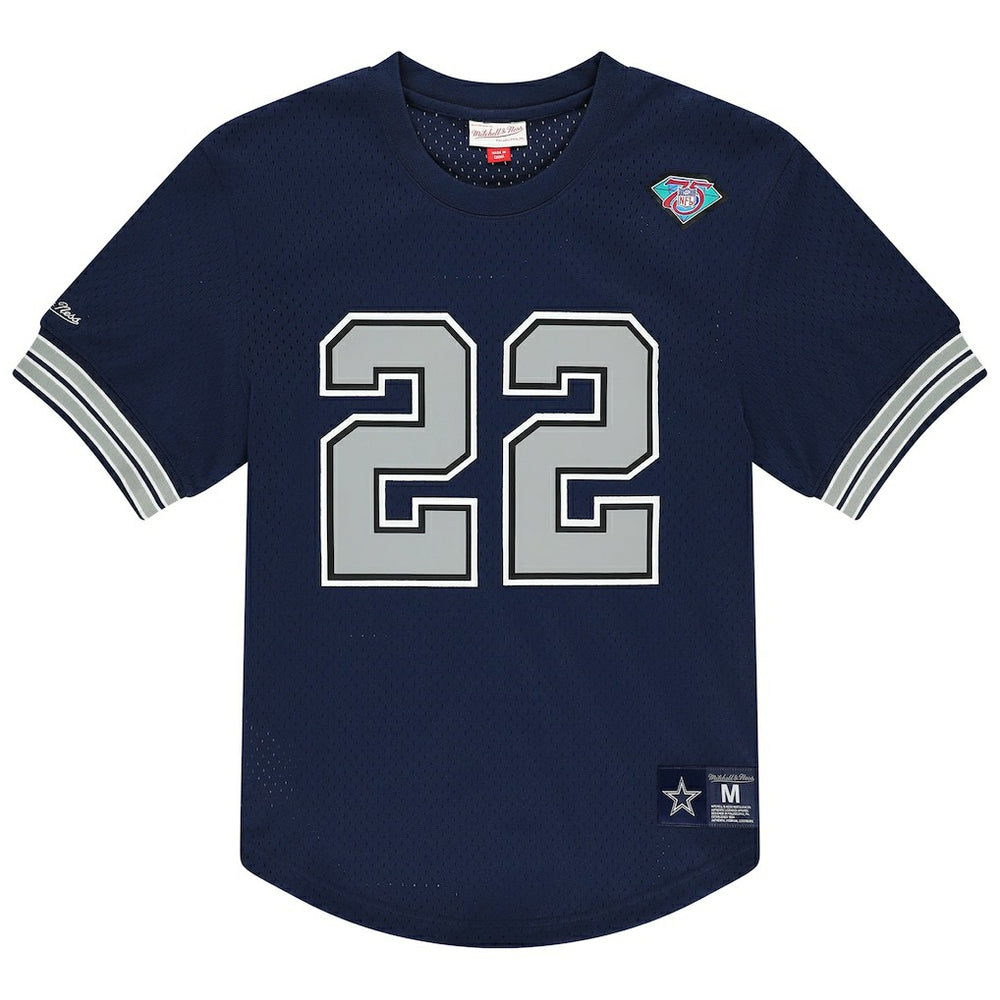 Emmitt Smith Dallas Cowboys Retired Player Name & Number Mesh T-Shirt Navy - Mitchell & Ness