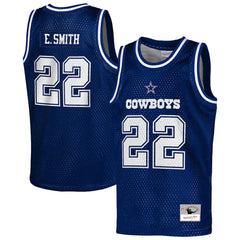 Emmitt Smith Dallas Cowboys Youth Retired Player NFL Basketball Fashion Jersey Navy - Mitchell & Ness