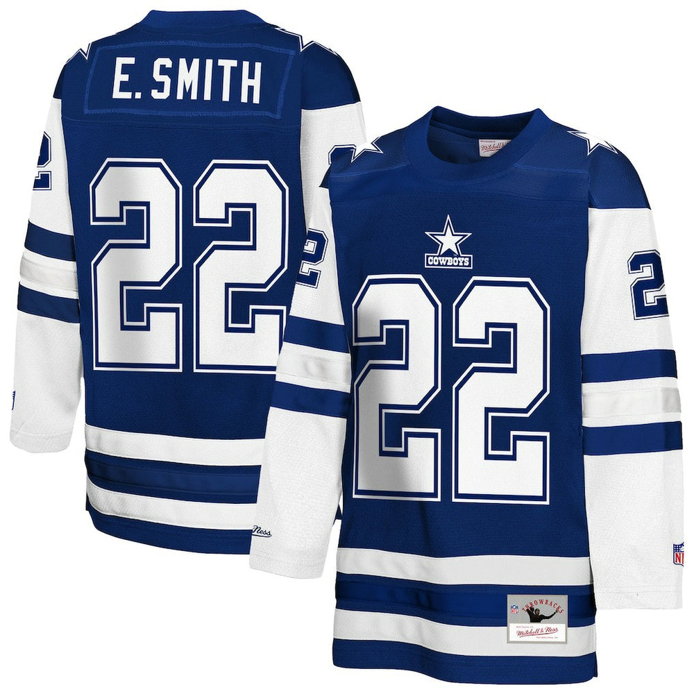 Emmitt Smith Dallas Cowboys Youth Hockey Fashion Jersey Navy - Mitchell & Ness