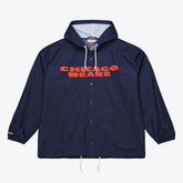 Chicago Bears Coaches Full-Snap Hooded Windbreaker Jacket Navy - Mitchell & Ness