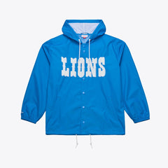 Detroit Lions Coaches Full-Snap Hooded Windbreaker Jacket Blue - Mitchell & Ness