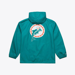 Miami Dolphins Coaches Full-Snap Hooded Windbreaker Jacket Aqua - Mitchell & Ness