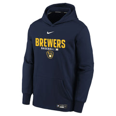 Milwaukee Brewers Nike Youth Authentic Collection Therma-FIT Hoodie On Sale