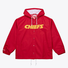 Kansas City Chiefs Coaches Full-Snap Hooded Windbreaker Jacket Red - Mitchell & Ness