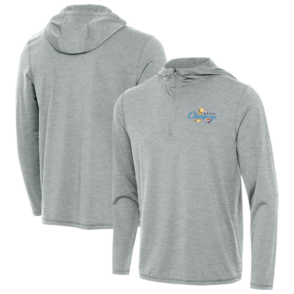 NBA - Oklahoma City Thunder Antigua 2025 NBA Finals Champions Tidy Quarter-Zip Hoodie - Heather Gray