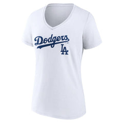 Los Angeles Dodgers Women's Team Lockup V-Neck T-Shirt Clearance