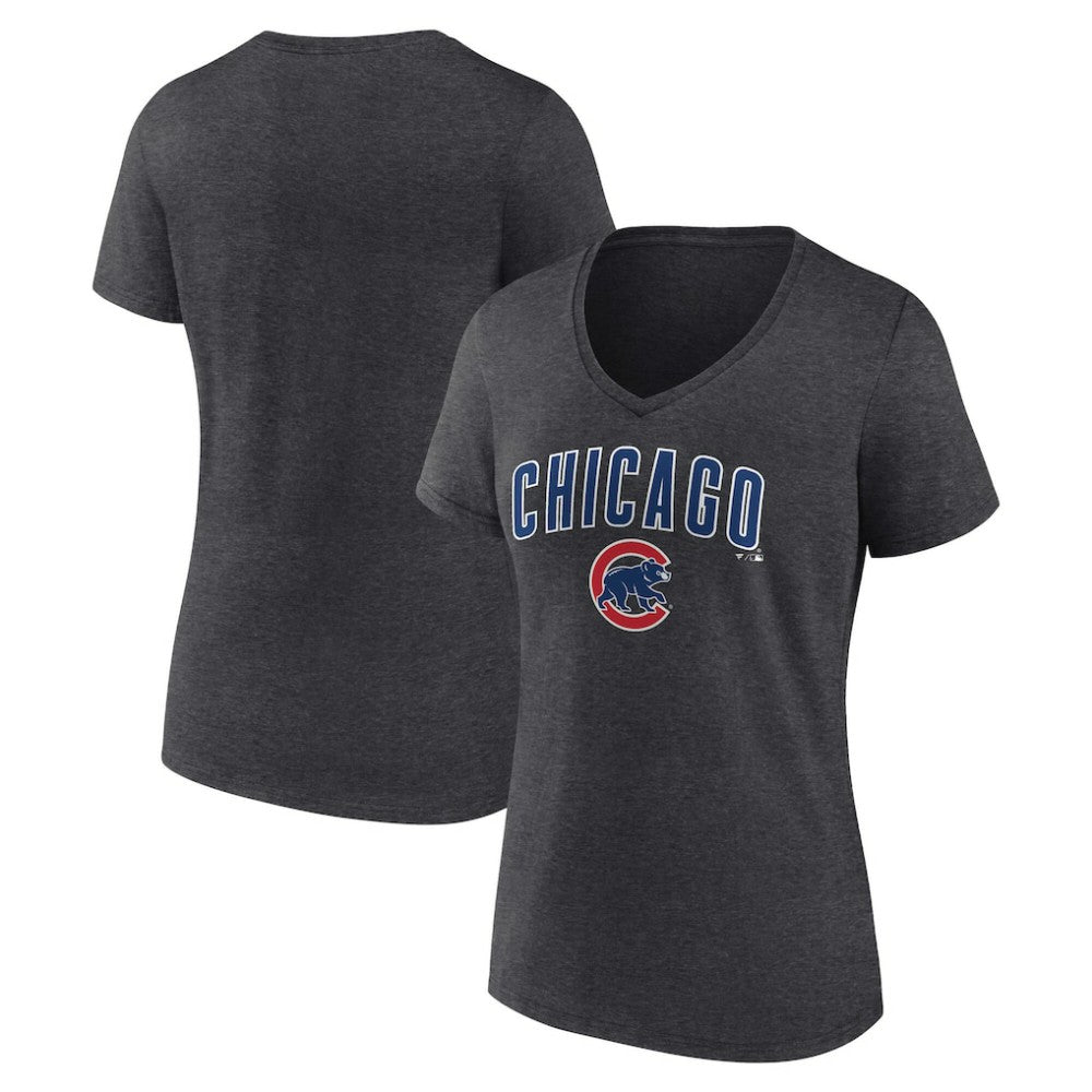 Chicago Cubs Women's Team Lockup V-Neck T-Shirt Near Me