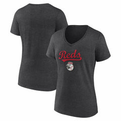 Cincinnati Reds Women's Team Lockup V-Neck T-Shirt Near Me
