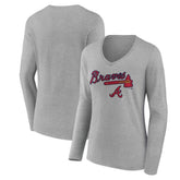 Atlanta Braves Women's Team Lockup Long Sleeve V-Neck T-Shirt Online