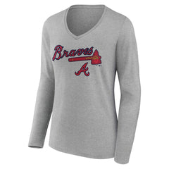 Atlanta Braves Women's Team Lockup Long Sleeve V-Neck T-Shirt Online
