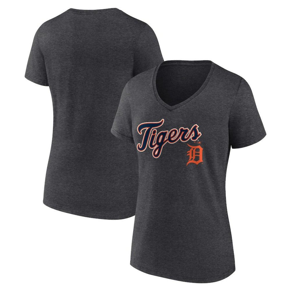 Detroit Tigers Women's Team Lockup V-Neck T-Shirt On Sale