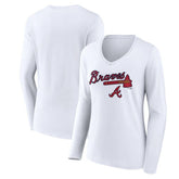 Atlanta Braves Women's Team Lockup Long Sleeve V-Neck T-Shirt Online