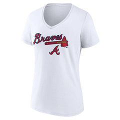 Atlanta Braves Women's Team Lockup V-Neck T-Shirt Sale