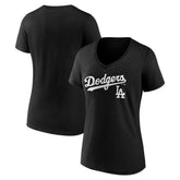 Los Angeles Dodgers Women's Team Lockup V-Neck T-Shirt discount