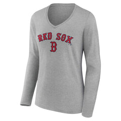 Boston Red Sox Women's Team Lockup Long Sleeve V-Neck T-Shirt Clearance