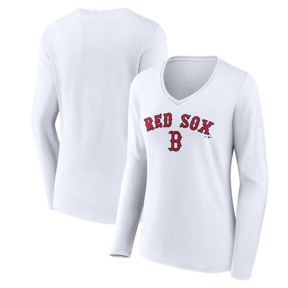 Boston Red Sox Women's Team Lockup Long Sleeve V-Neck T-Shirt discount