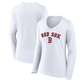 Boston Red Sox Women's Team Lockup Long Sleeve V-Neck T-Shirt discount