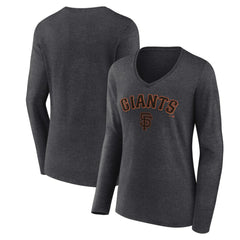 San Francisco Giants Women's Team Lockup Long Sleeve V-Neck T-Shirt Online