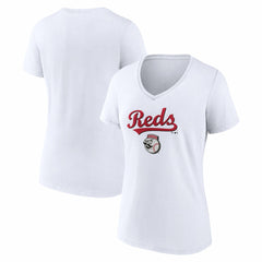Cincinnati Reds Women's Team Lockup V-Neck T-Shirt Lifestyle