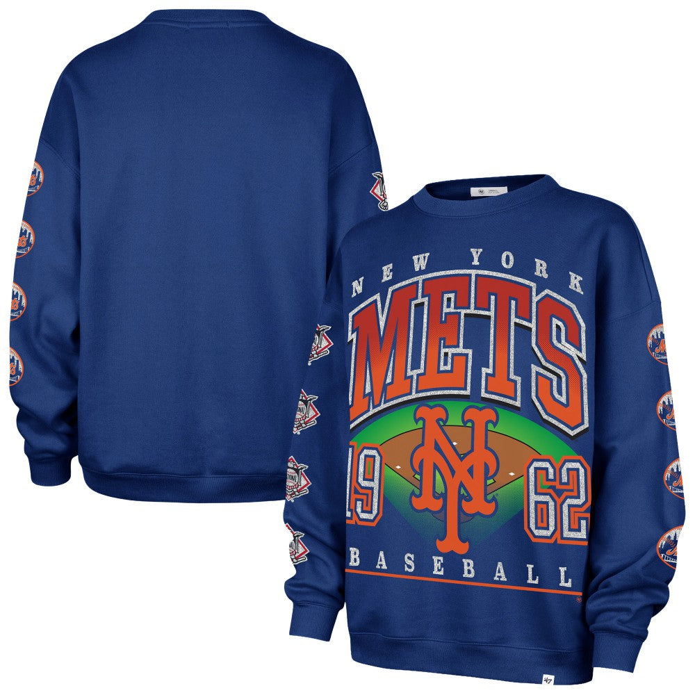 New York Mets '47 Women's Trendy Team Go Big Oversized Sweatshirt for sale