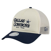 Dallas Cowboys New Era Women's Retro A-Frame 9FORTY Adjustable Hat Cream/Navy - NFL