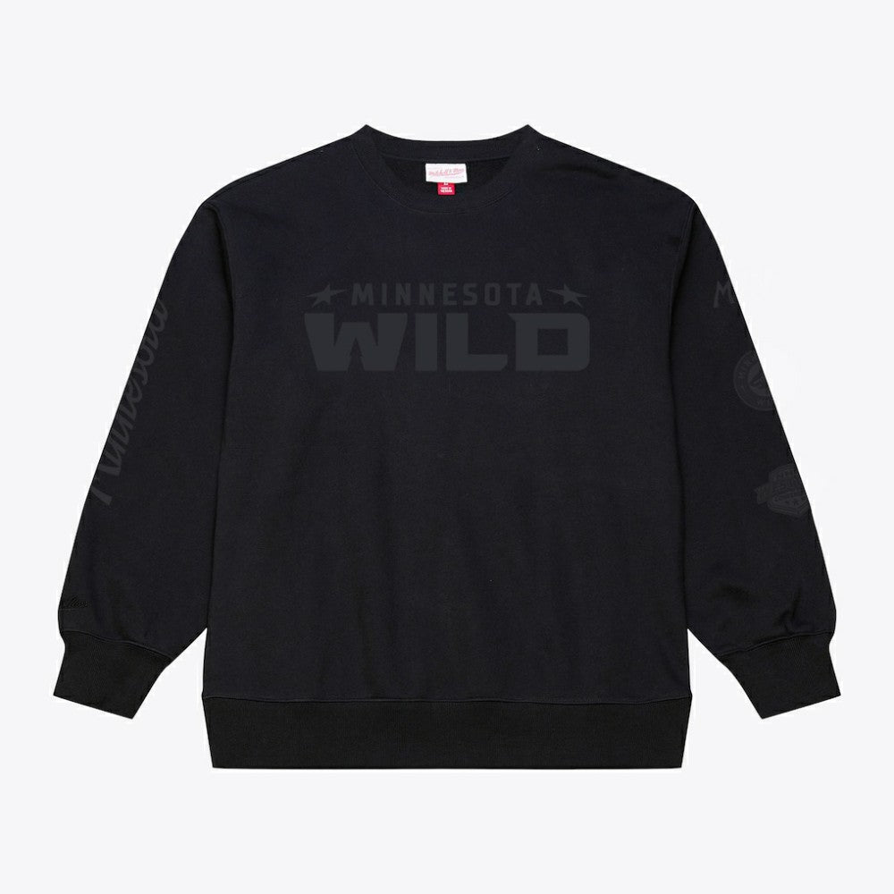 Minnesota Wild - Mitchell & Ness Phantom Fleece Crew Neck Sweatshirt Black
