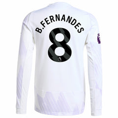 Adidas Bruno Fernandes Manchester United 2025/26 Away Long Sleeve Player Jerseys - White