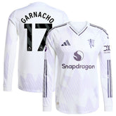 Adidas Alejandro Garnacho Manchester United 2025/26 Away Long Sleeve Player Jerseys - White
