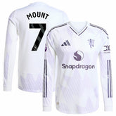 Adidas Mason Mount Manchester United 2025/26 Away Long Sleeve Player Jerseys - White