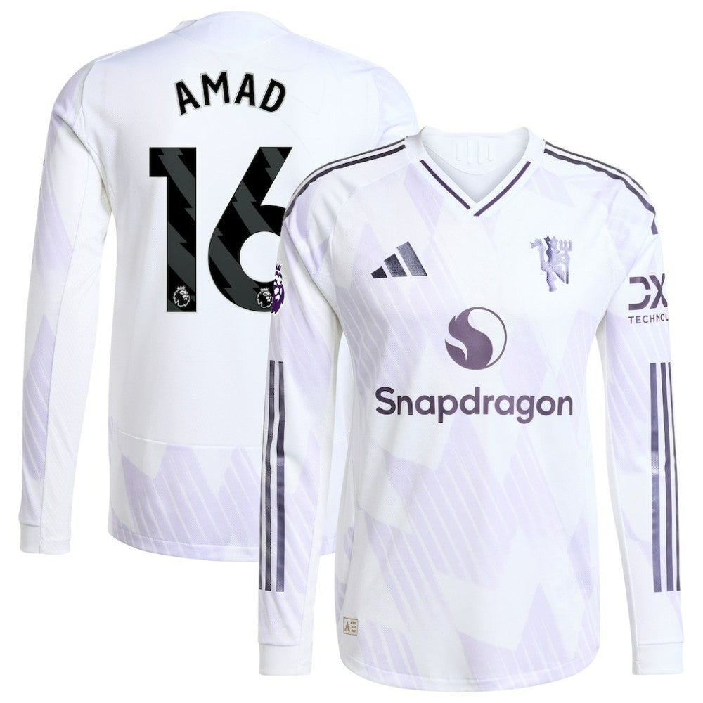 Adidas Amad Diallo Manchester United 2025/26 Away Long Sleeve Player Jerseys - White