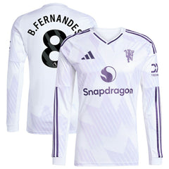 Adidas Bruno Fernandes Manchester United 2025/26 Away Replica Long Sleeve Player Jerseys - White