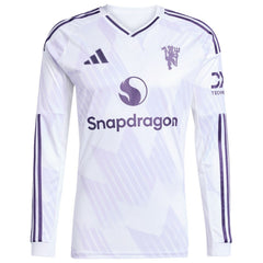 Adidas Bruno Fernandes Manchester United 2025/26 Away Replica Long Sleeve Player Jerseys - White