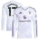 Adidas Alejandro Garnacho Manchester United 2025/26 Away Replica Long Sleeve Player Jerseys - White