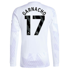 Adidas Alejandro Garnacho Manchester United 2025/26 Away Replica Long Sleeve Player Jerseys - White