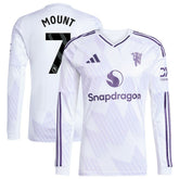 Adidas Mason Mount Manchester United 2025/26 Away Replica Long Sleeve Player Jerseys - White
