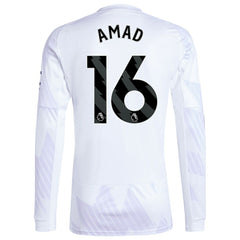 Adidas Amad Diallo Manchester United 2025/26 Away Replica Long Sleeve Player Jerseys - White
