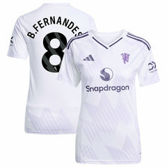 Adidas Bruno Fernandes Manchester United Women's 2025/26 Away Replica Player Jerseys - White