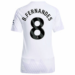 Adidas Bruno Fernandes Manchester United Women's 2025/26 Away Replica Player Jerseys - White