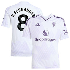 Adidas Bruno Fernandes Manchester United Youth 2025/26 Away Replica Player Jerseys - White