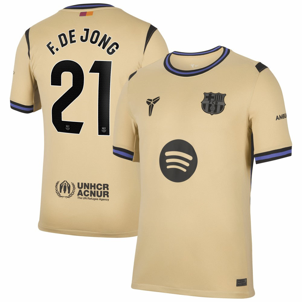 Nike Frenkie de Jong Barcelona 2025/26 Away Stadium Replica Jerseys - Gold