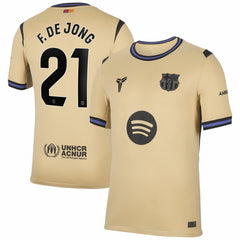 Nike Frenkie de Jong Barcelona 2025/26 Away Stadium Replica Jerseys - Gold