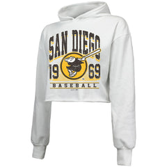 San Diego Padres Majestic Threads Women's Cropped Have A Field Day Tri-Blend Hoodie Clearance