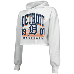 Detroit Tigers Majestic Threads Women's Cropped Have A Field Day Tri-Blend Hoodie On Sale