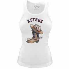 Houston Astros Tiny Turnip Women's Fitted Vintage Cowboy Boot Tri-Blend Tank Top for sale