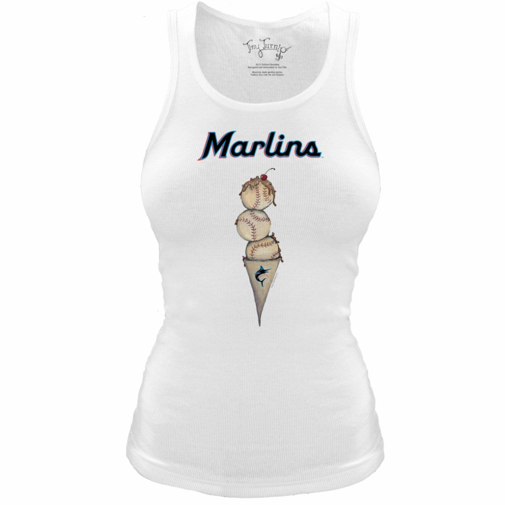 Miami Marlins Tiny Turnip Women's Fitted Triple Scoop Tri-Blend Tank Top Lifestyle