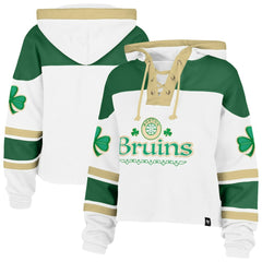 Boston Bruins '47 Women's McLucky Cropped Lacer Hoodie White