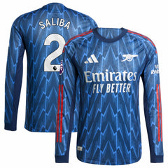 Adidas William Saliba Arsenal 2025/26 Away Long Sleeve Player Jerseys - Blue
