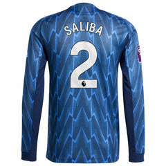Adidas William Saliba Arsenal 2025/26 Away Long Sleeve Player Jerseys - Blue
